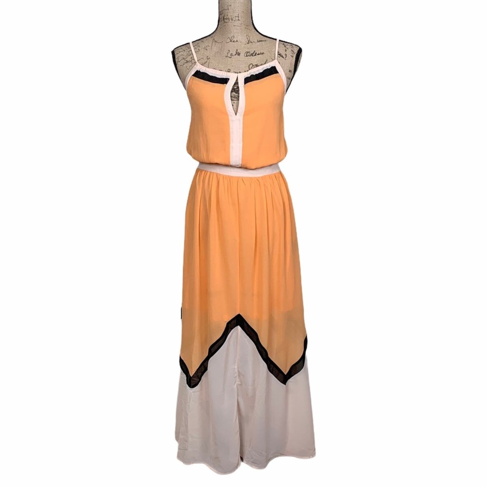 Lucy Paris Colorblock Chiffon Maxi Dress Women's Small